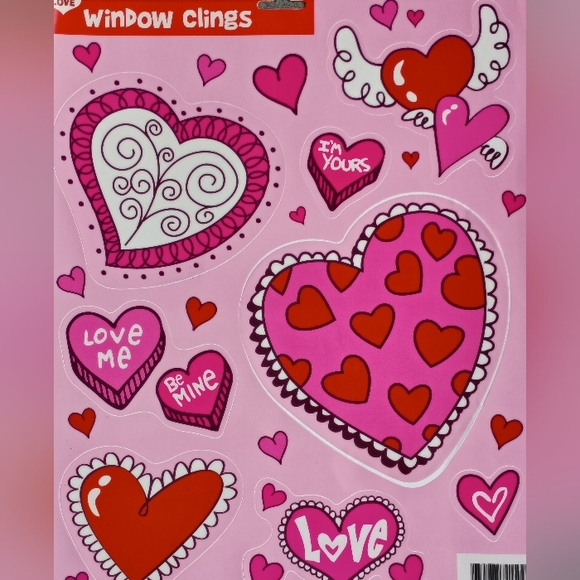 Rae Dunn Heart Design White and Red Mug and Valentine Window Clings - Picture 5 of 5